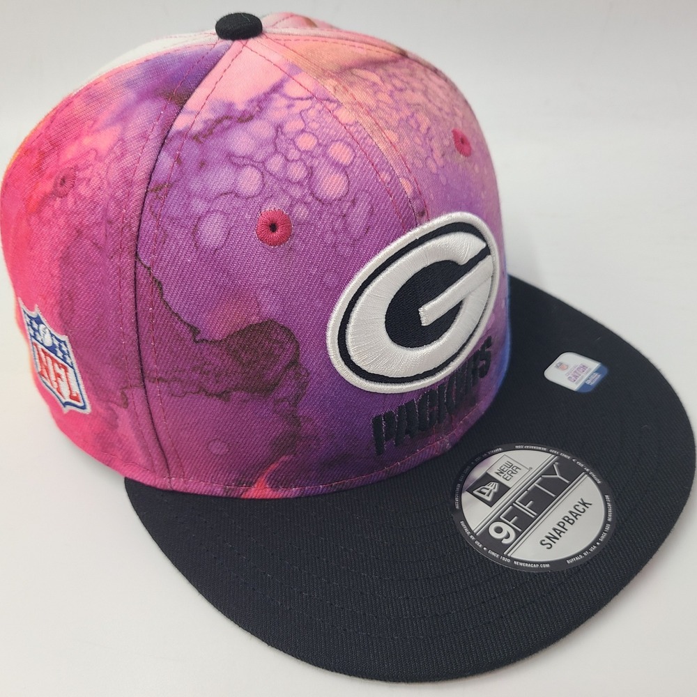 Green Bay Packers Hat Snapback New Era 9Fifty Pink Black NFL Crucial Catch Men